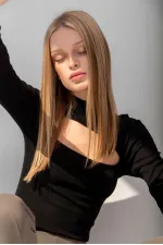 Black Ribbed Turtleneck Blouse