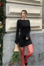 Sırt Dekolteli Mini Elbise