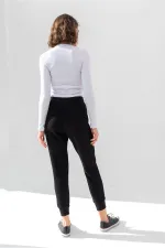 Uzun Kollu Fitilli Bluz Crop Örme T-shirt