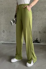 Yırtmaçlı Likralı Yüksek Bel Eşofman Altı