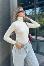 Turtleneck Slim Fit Knitted Blouse