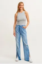 Débardeur côtelé à col halter