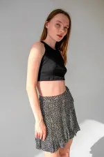 Ribbed Super Crop Halter Neck Knitted Tank Top