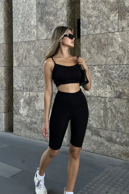 Leggings de sport courts gainants taille haute pour motarde