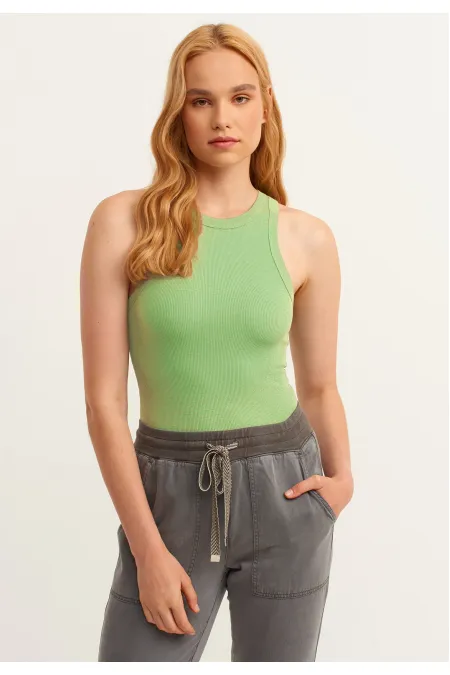 Ribbed Halter Neck Knitted Tank Top