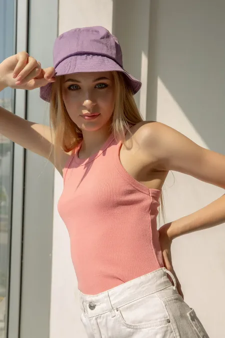 Ribbed Halter Neck Knitted Tank Top