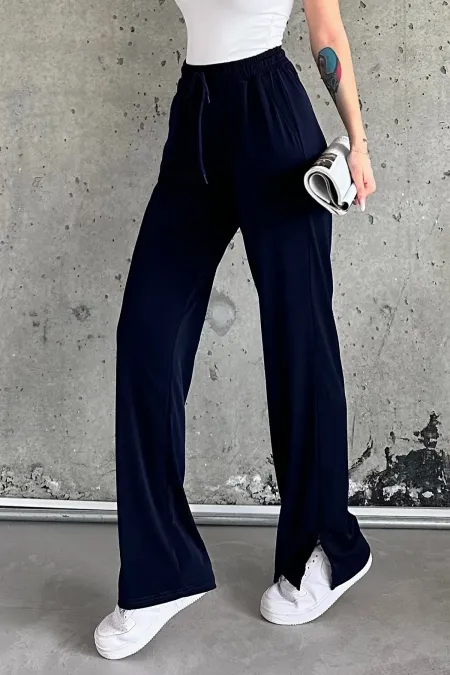 Pantalon de survêtement taille haute en lycra avec fente