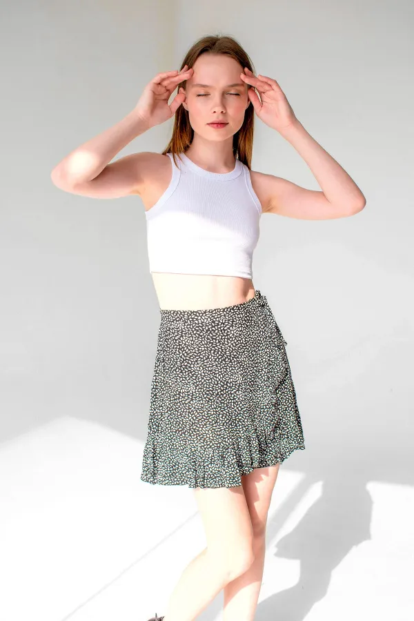 Fitilli Süper Crop Halter Yaka Örme Atlet