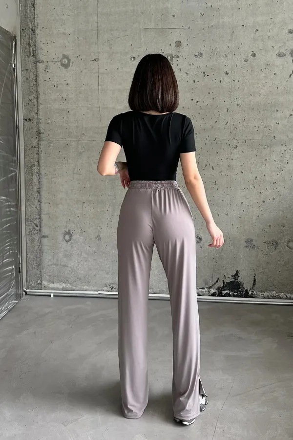 Yırtmaçlı Likralı Yüksek Bel Eşofman Altı