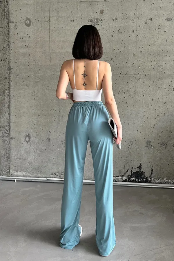 Pantalon de survêtement taille haute avec fentes et Lycra