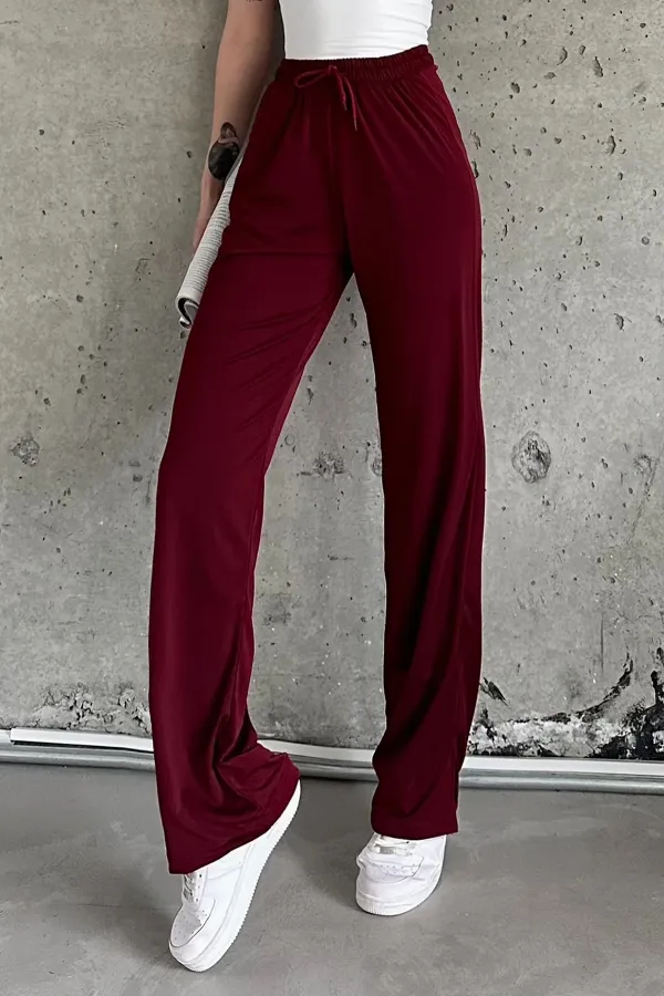 Pantalon de survêtement taille haute en lycra avec fente