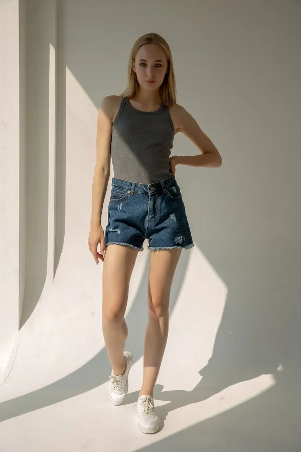 Ribbed Halter Neck Knitted Tank Top