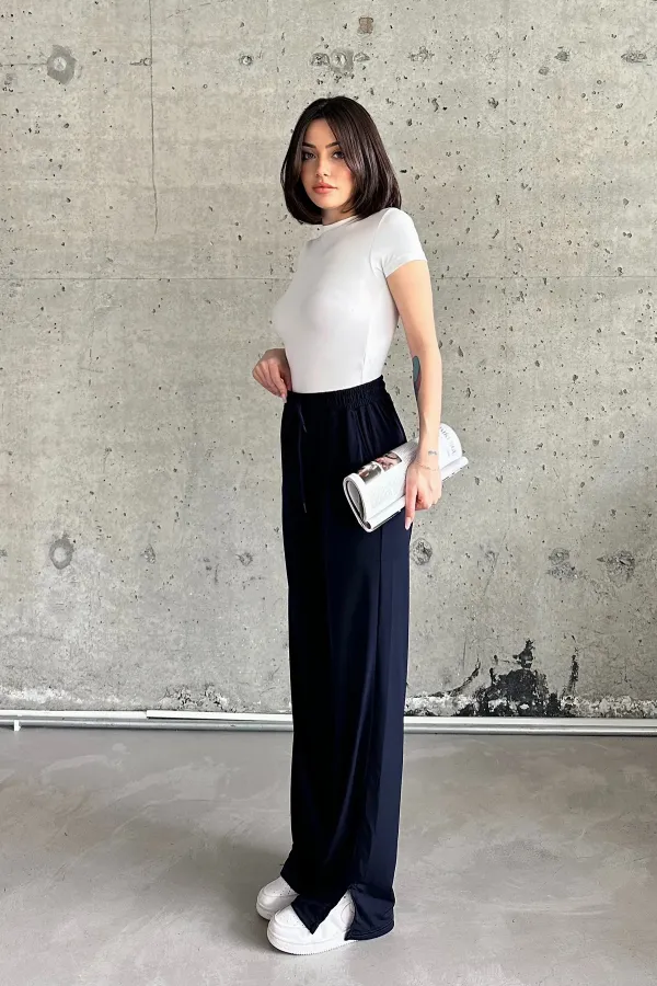 Yırtmaçlı Likralı Yüksek Bel Eşofman Altı