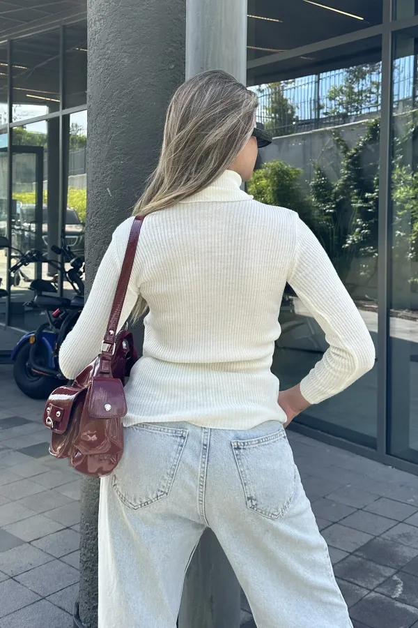 Turtleneck Slim Fit Knitted Blouse