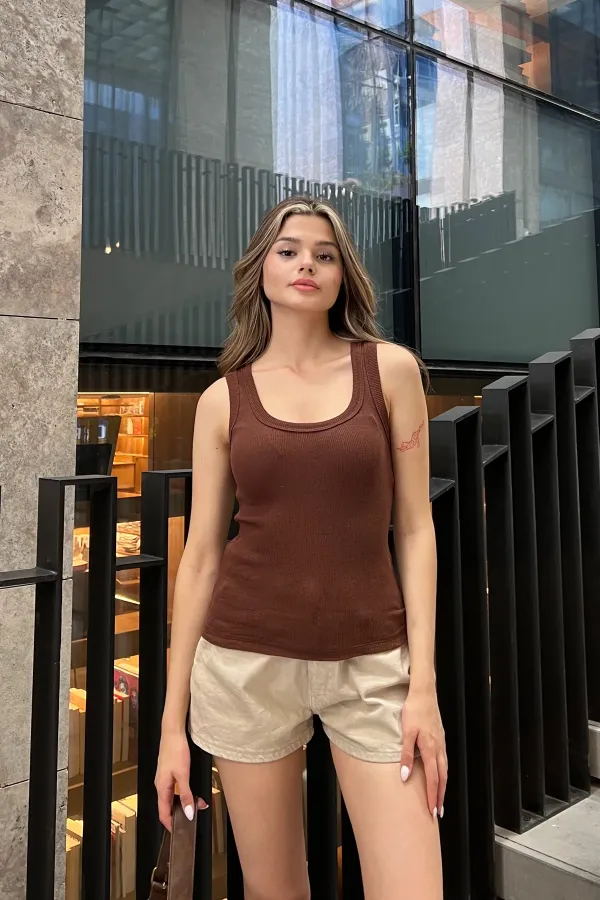 Débardeur basique côtelé à bretelles