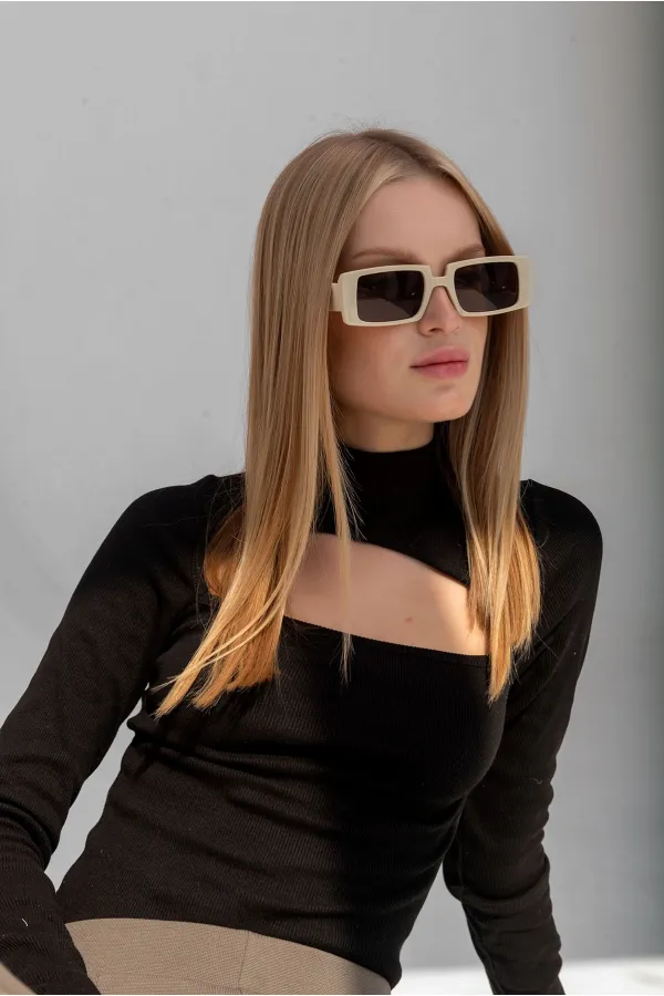 Black Ribbed Turtleneck Blouse