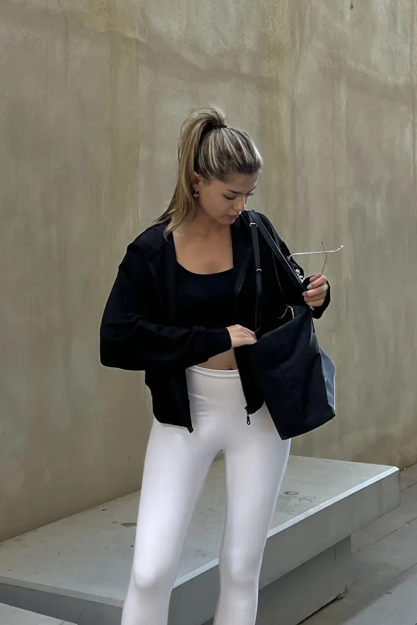 Hooded Zip-Up Crop Sweatshirt