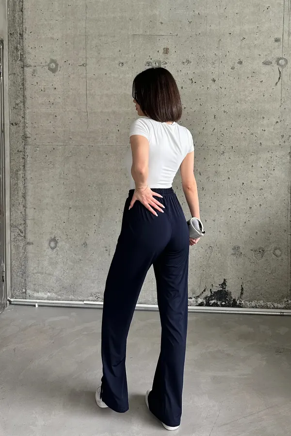 Yırtmaçlı Likralı Yüksek Bel Eşofman Altı