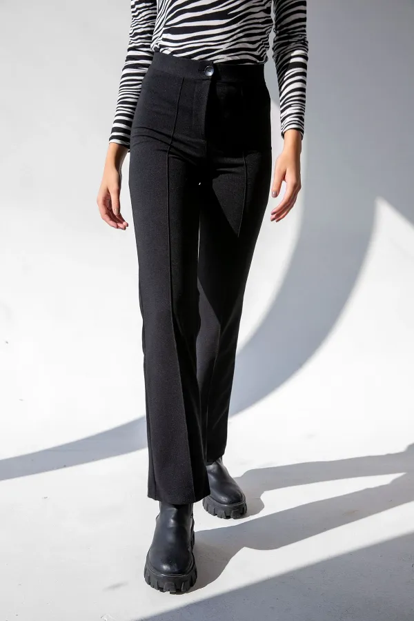 Pantalon évasé taille haute style espagnol