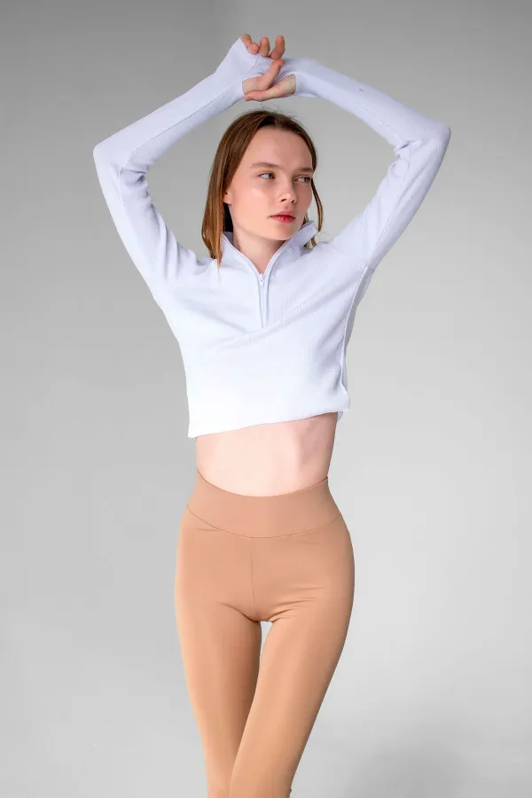 Ankle Detail Zip-Up Crop Blouse