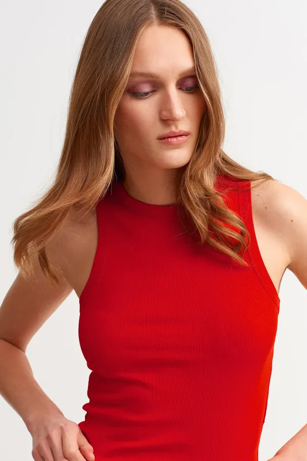 Ribbed Halter Neck Knitted Tank Top