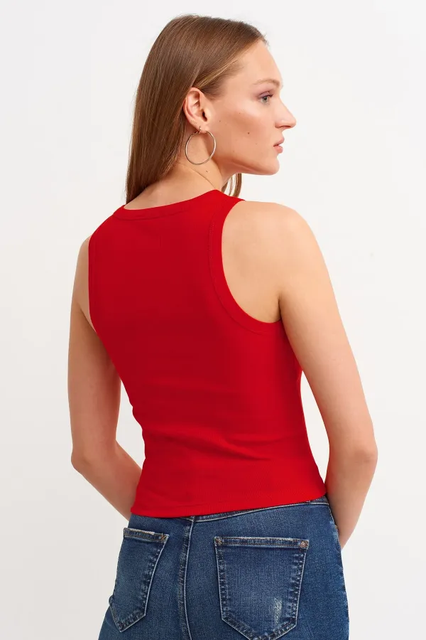 Ribbed Halter Neck Knitted Tank Top