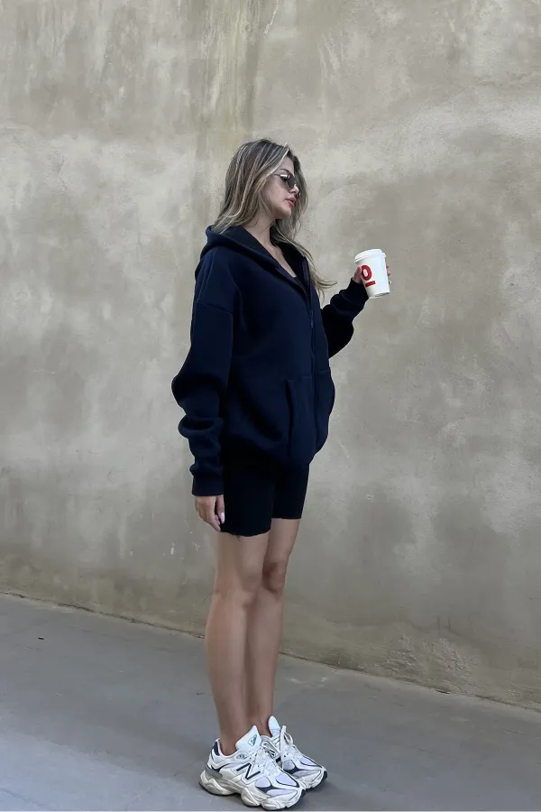 Zip-up Brushed Oversize Sweatshirt