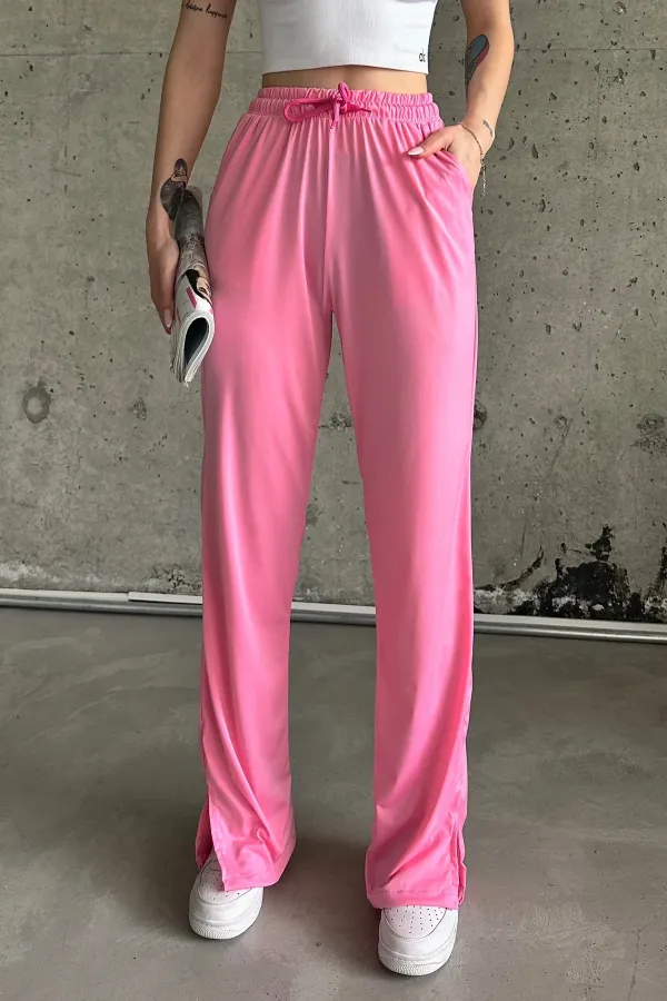 Slit-trim Lycra High-Waisted Sweatpants