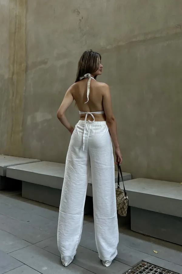 Linen Blend Loose Fit Trousers