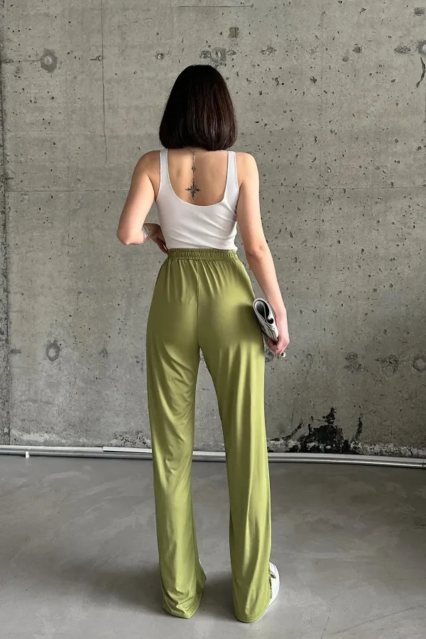 Yırtmaçlı Likralı Yüksek Bel Eşofman Altı