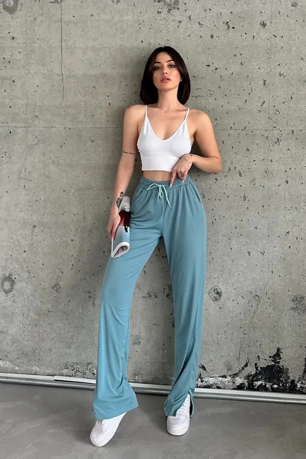 Pantalon de survêtement taille haute avec fentes et Lycra