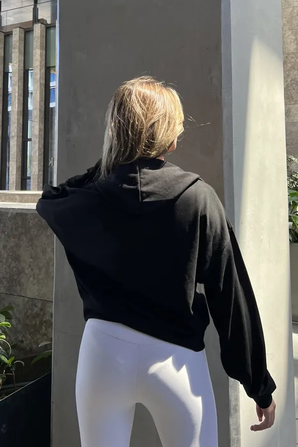 Hooded Zip-Up Crop Sweatshirt