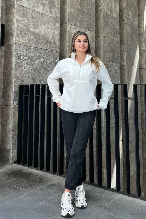 Sweat-shirt oversize avec fermeture éclair