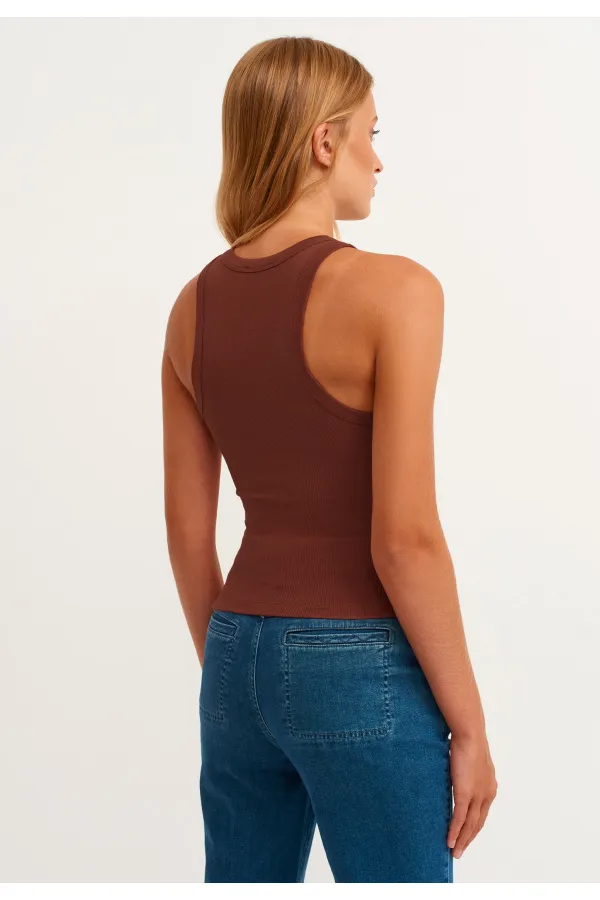 Ribbed Halter Neck Knitted Tank Top