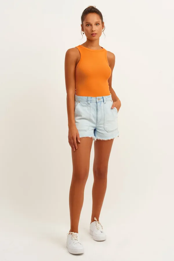 Ribbed Halter Neck Knitted Tank Top