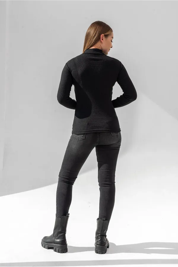 Boğazlı Balıkçı Yaka Şardonlu Kaşkorse Fitilli Kazak