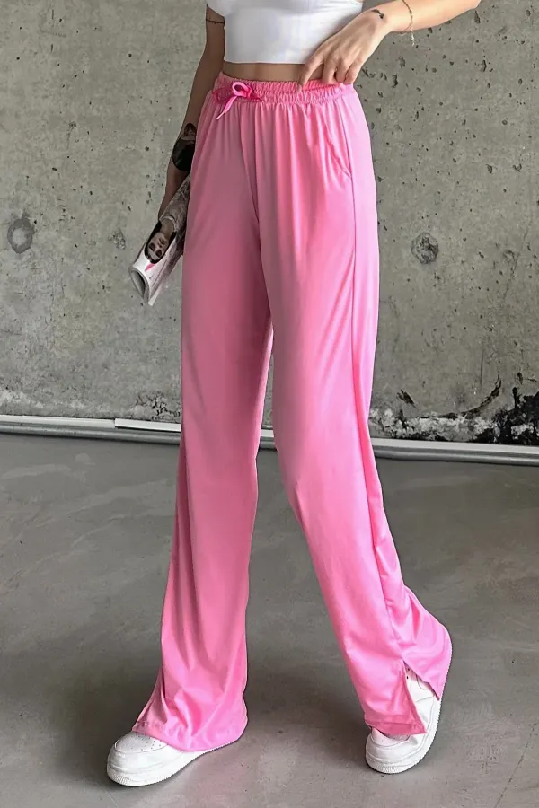 Slit-trim Lycra High-Waisted Sweatpants