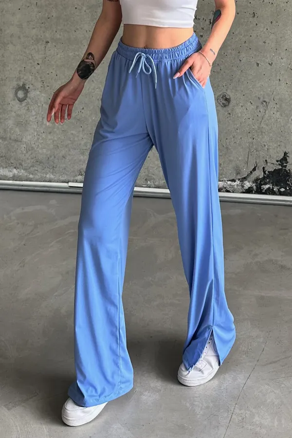 Slit-trim Lycra High-Waisted Sweatpants