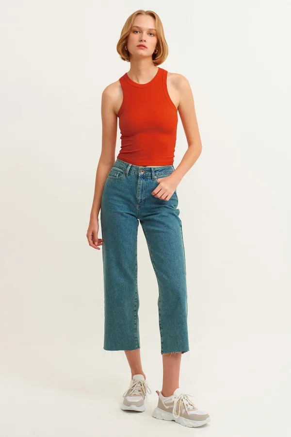 Fitilli Halter Yaka Örme Atlet