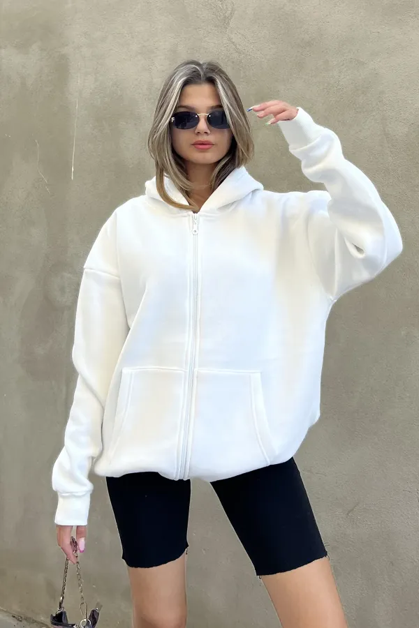 Zip-up Brushed Oversize Sweatshirt