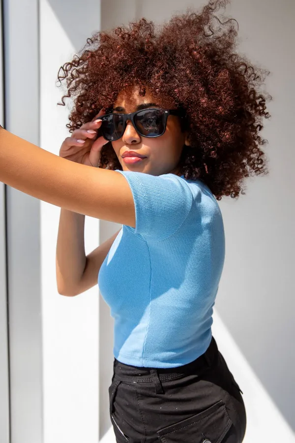 Ribbed Crew Neck Basic T-shirt