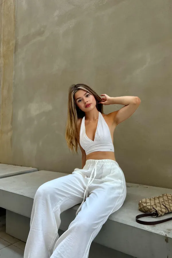 Linen Blend Loose Fit Trousers