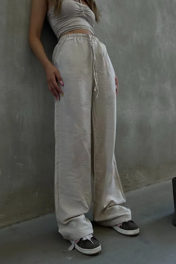 Linen Blend Loose Fit Trousers
