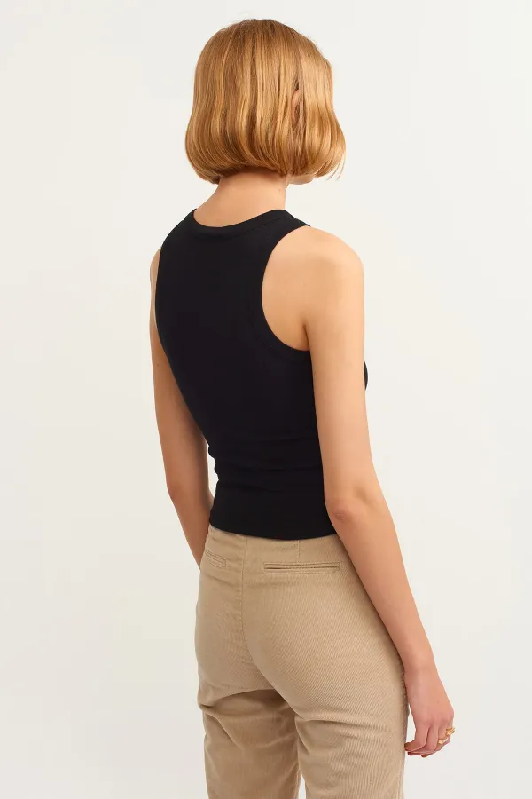 Débardeur côtelé à col halter