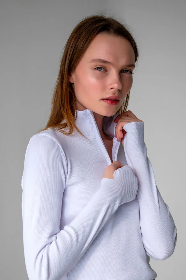 Ankle Detail Zip-Up Crop Blouse