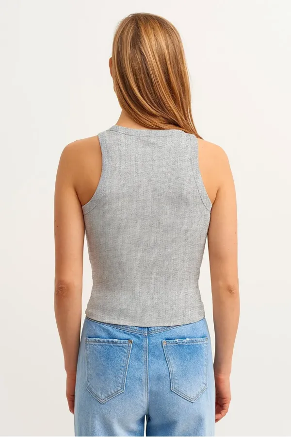 Débardeur côtelé à col halter