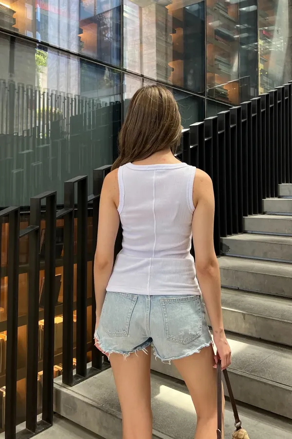 Débardeur basique côtelé à bretelles