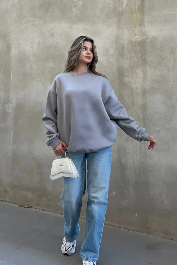 Basic Crew Neck Oversize Sweatshirt