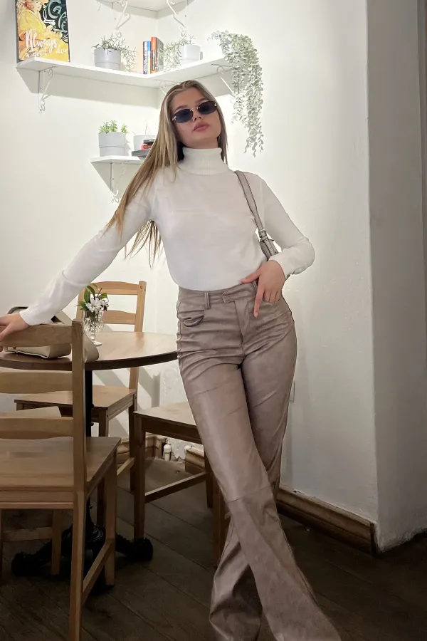 Turtleneck Loose Fit Knit Blouse