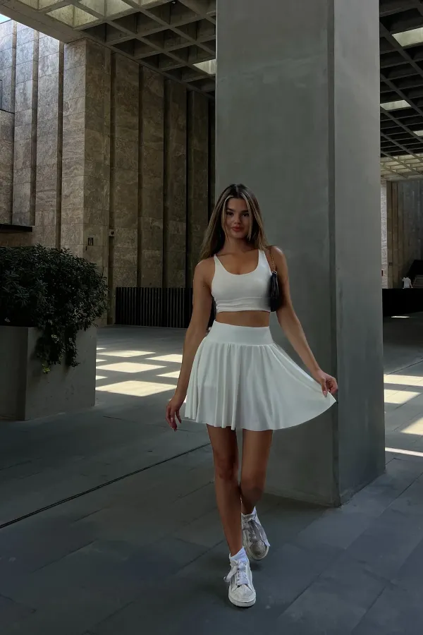 Yüksek Bel Cepli Şort Etek